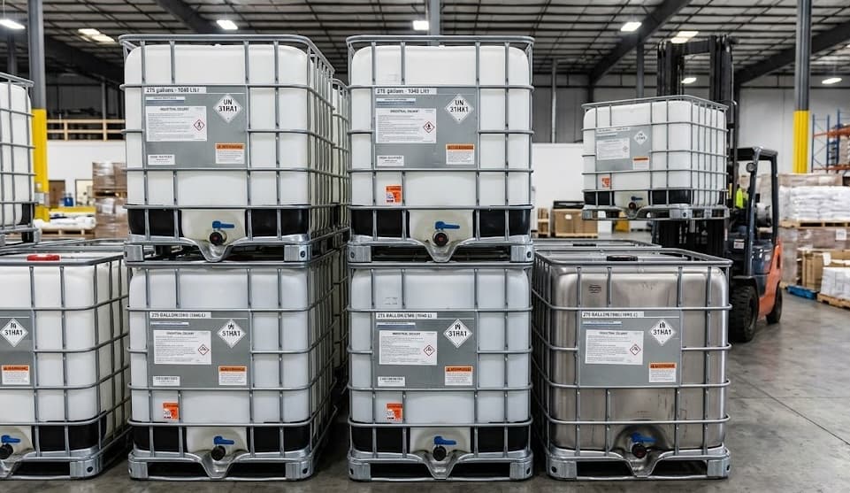IBC totes in warehouse